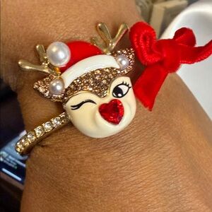 Betsey Johnson Holiday Reindeer Hinged Bangle